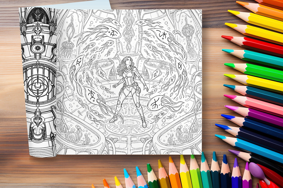 80 Alien Ruins Coloring Pages Bundle, a Brochure Template by LA Design (Photo 10 of 10)