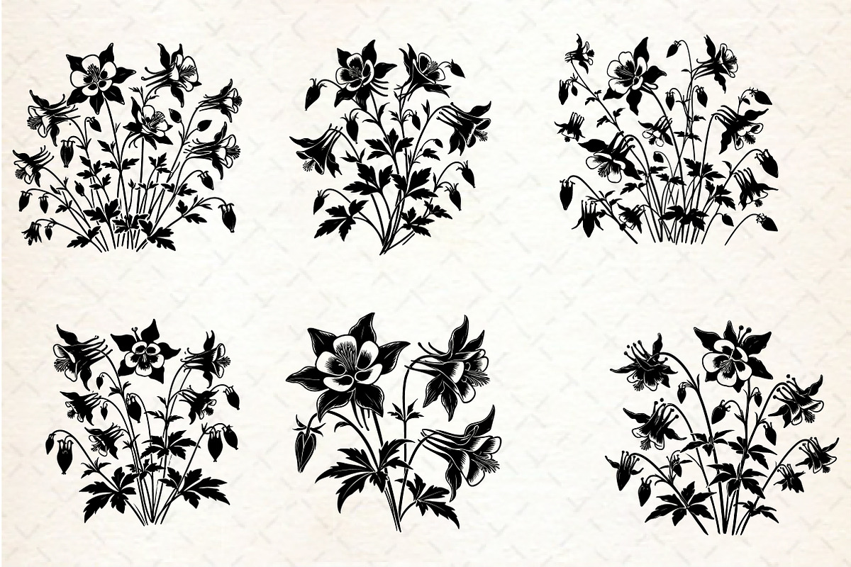 Spring Crimson Columbine Flowers SVG, an Illustration by Rose Art (Photo 2 of 5)