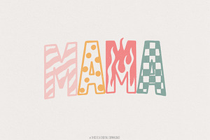 Mama PNG, Retro Patterned Printable, an Illustration by SharpMarketplace