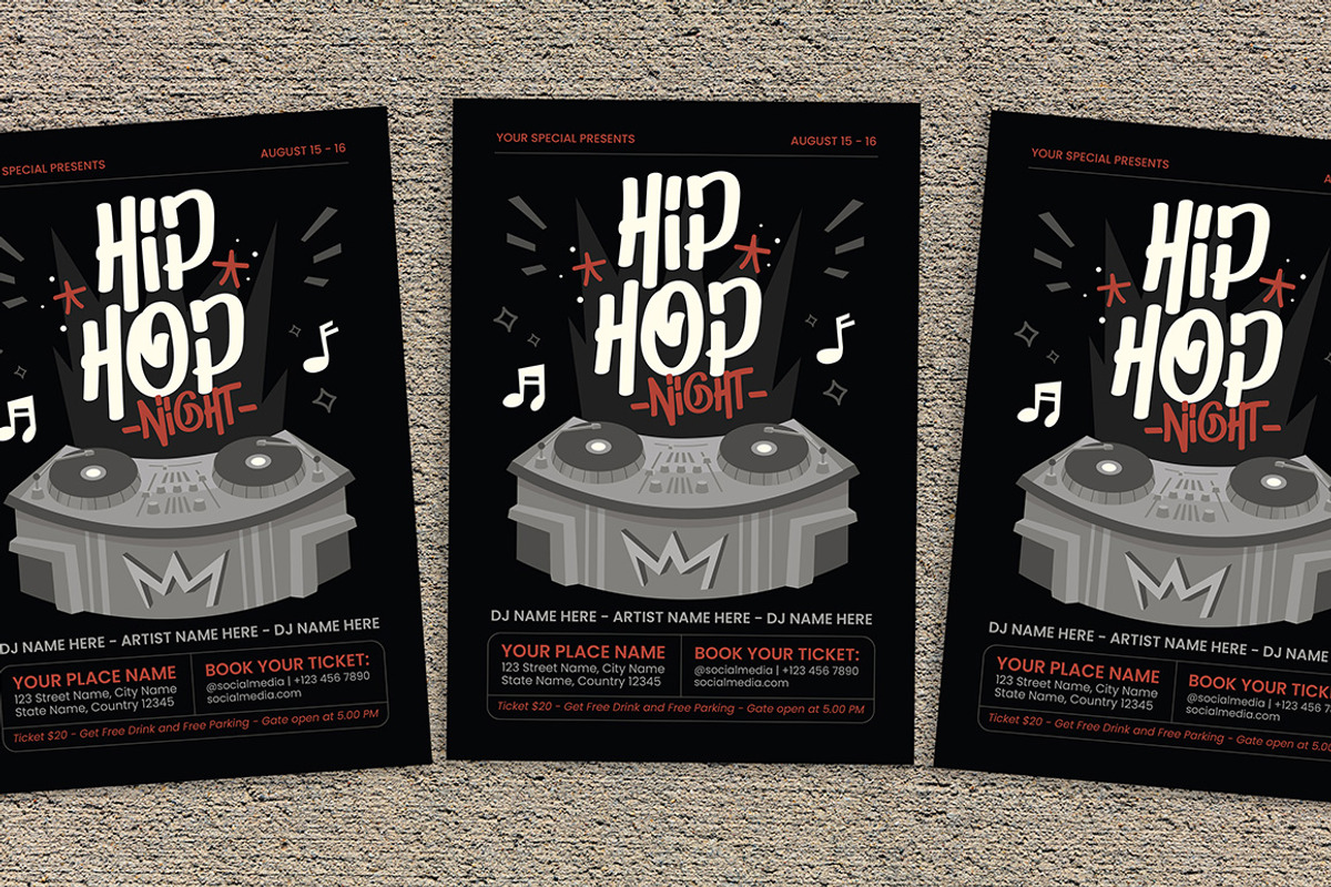 Hip Hop Music Flyer, a Flyer Template by Gumico Studio. (Photo 1 of 3)