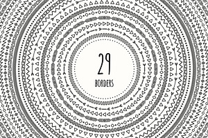 Line Doodle Brushes. Hand Borders.