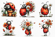 Whimsical Spring Ladybug Clipart, an Illustration by Craft Nest (Thumbnail 4 of 8)