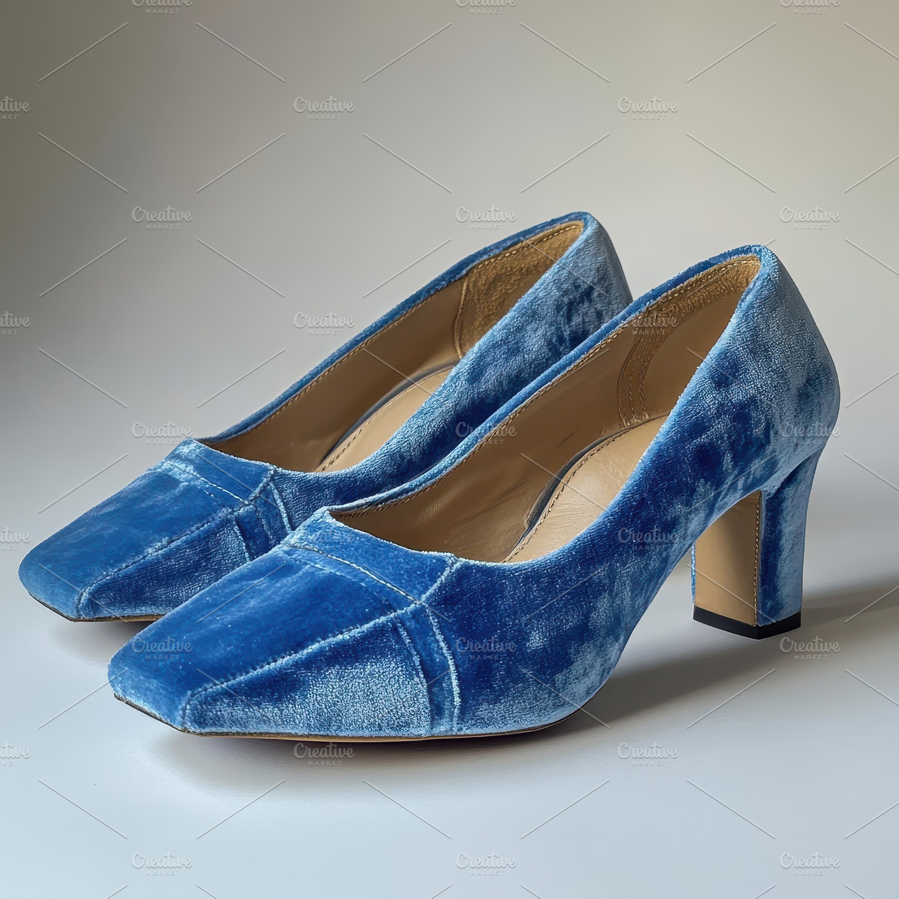 Elegant Blue Velvet Heels Stylish Fo, a Beauty & Fashion Photo by Pixeness Studio