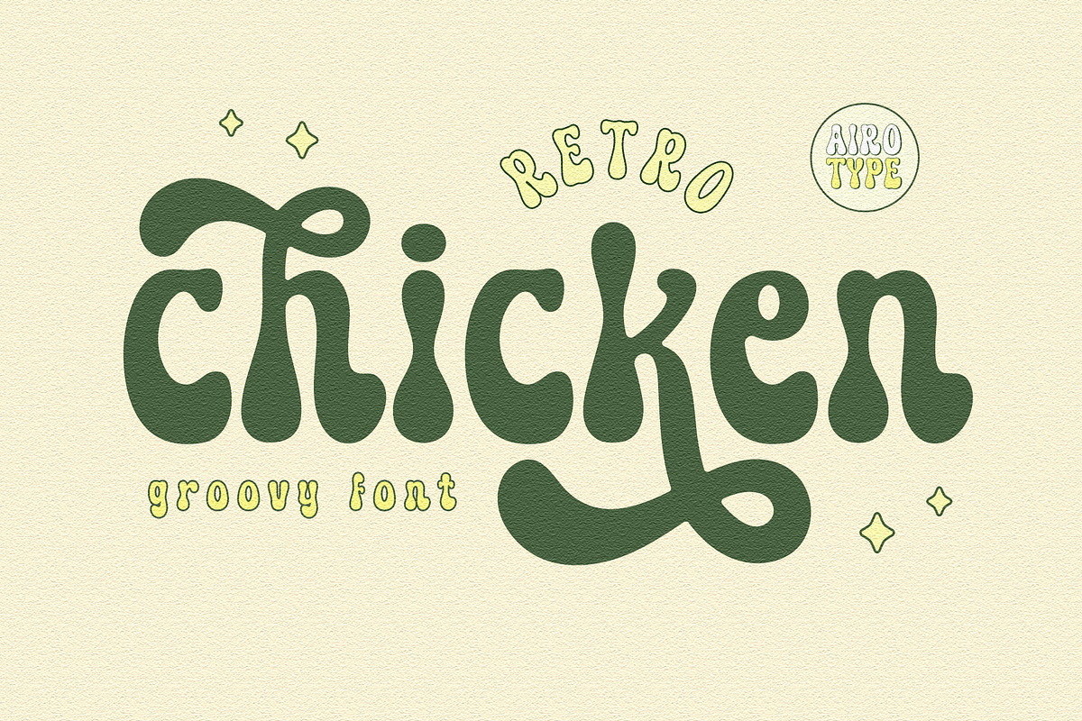Retro Chicken - Cute Vintage Font, a Handwritten Font by Airotype (Photo 1 of 15)