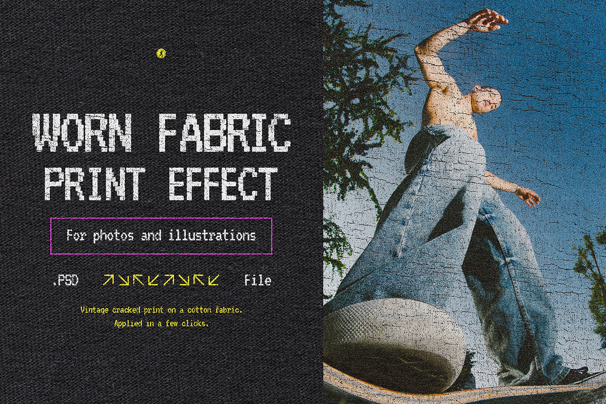 Worn Fabric Print Photo Effect, a Layer Style Add-On by Freezerondigital (Photo 1 of 10)