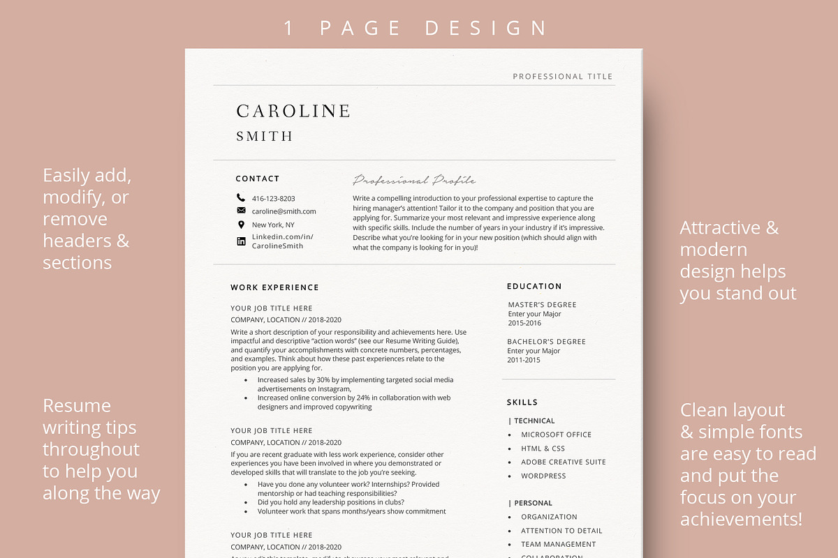 Resume template Word & cover letter, a Resume Template by StylusDesigns (Photo 2 of 6)
