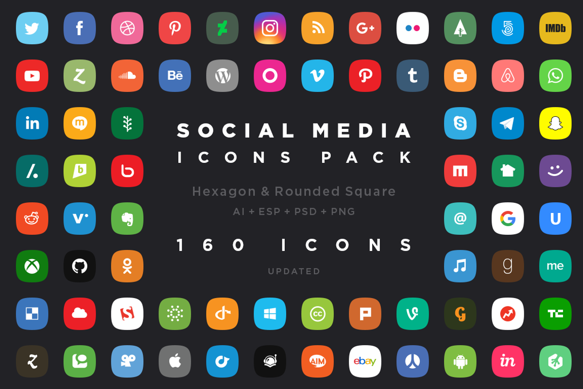 160 Social Media Icon, an Icon by LunarPixel (Photo 1 of 4)