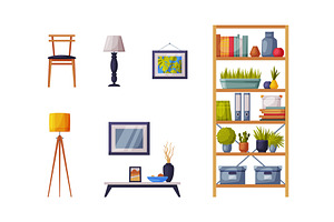 Modern Room Interior Items with, an Object Illustration by TopVectors
