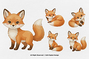 15 Bundle Watercolor Cute Fox Forest, an Animal Illustration by Morspective (Thumbnail 6 of 8)