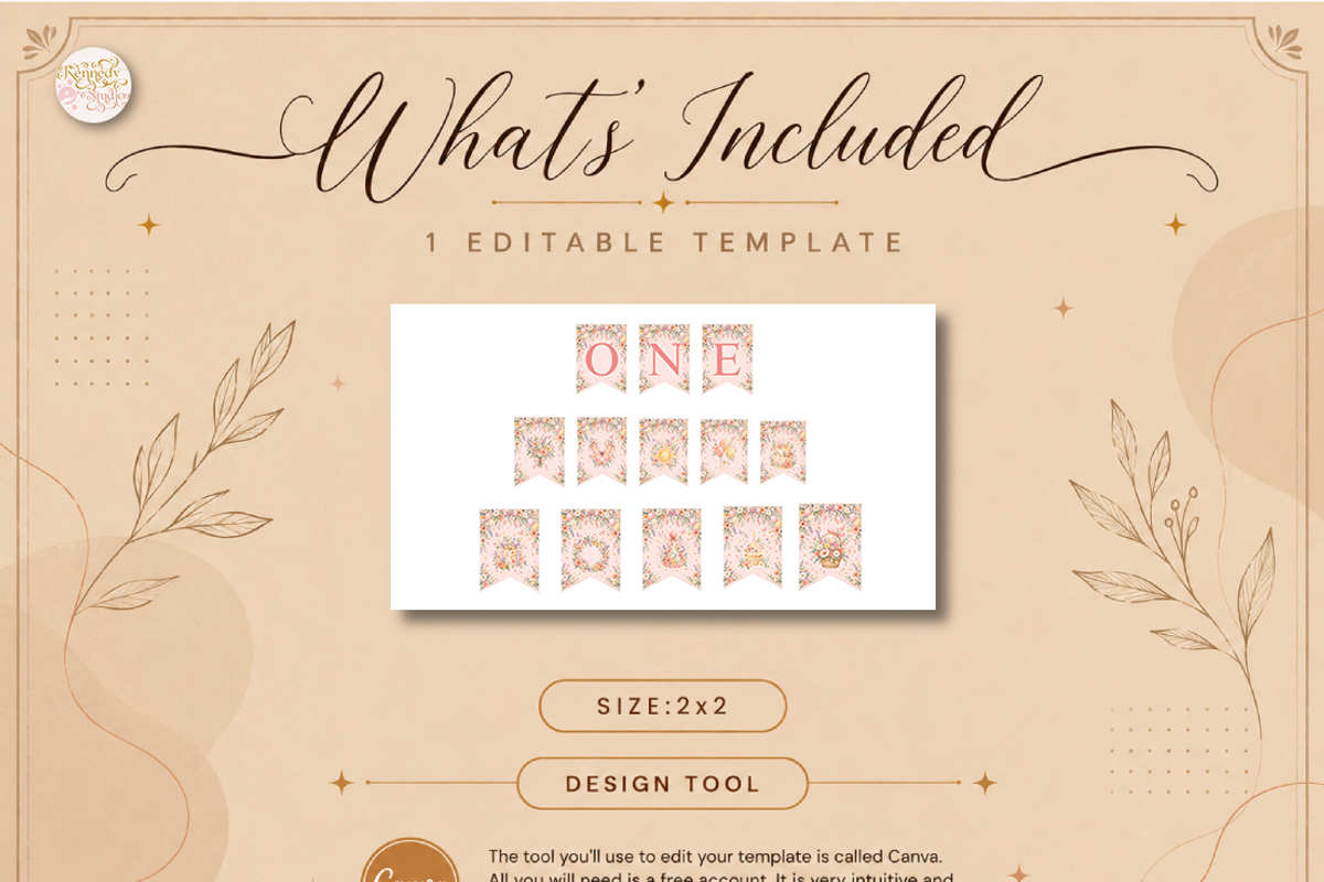 First Birthday ONE Banner Template, a Marketing Template by KennedyStudio (Photo 6 of 6)