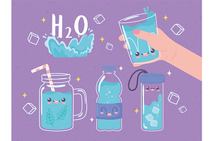 drink water collection, a Food Illustration by studiogstock