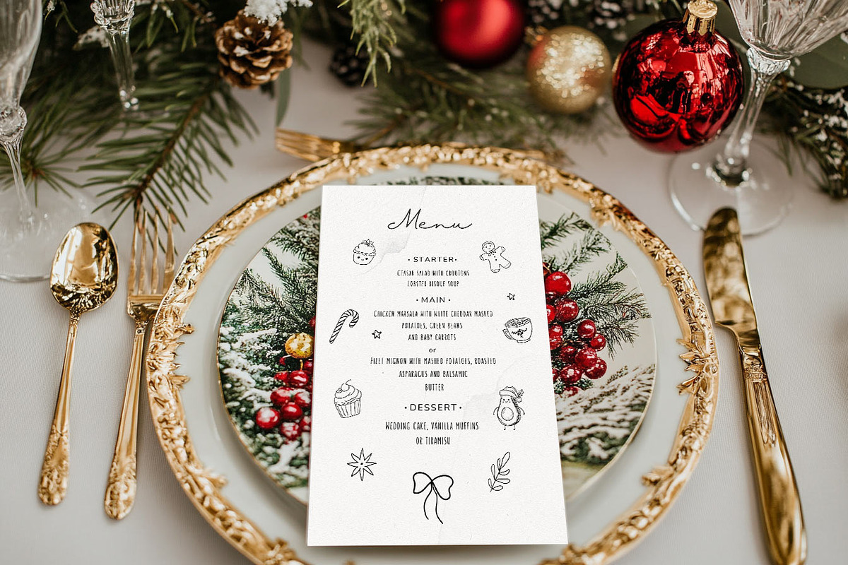 Christmas Whimsy Line Art icon Set, an Object Graphic by Olya Creative