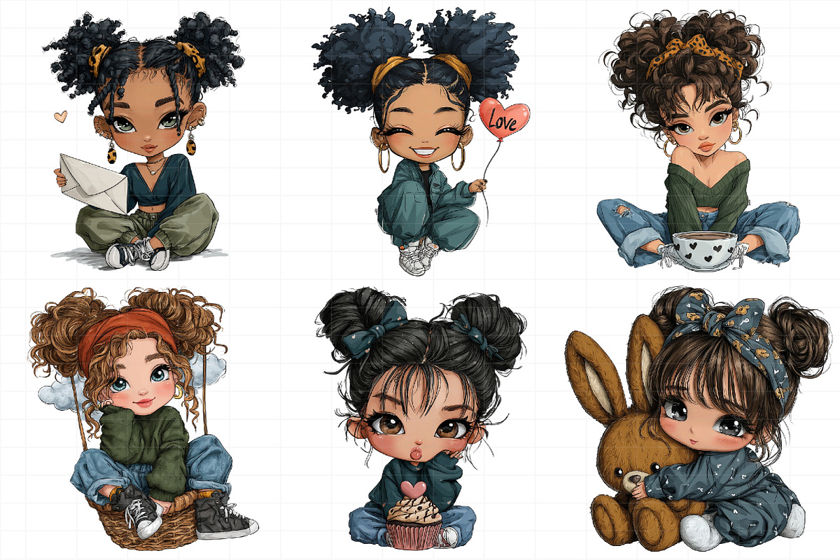 Valentine Holiday Black Girl Clipart, an Illustration by Daily.Designs (Photo 8 of 8)