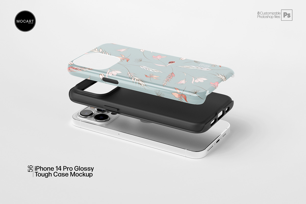 iPhone 14 Pro Glossy Case Mockup Set, an iPhone Mockup by Mocart (Photo 2 of 11)