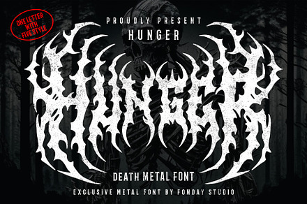 HUNGER - Death Metal Font, a Blackletter Font by Fonday Studio