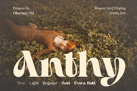 Anthy - 5 Display Family, a Serif Font by Dharmas Studio