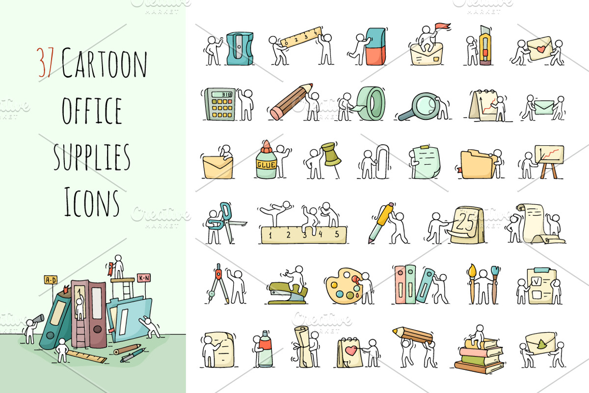Cartoon stationery icons with People, an Icon by Sapunkele (Photo 1 of 3)