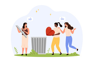 Female friends letting go of