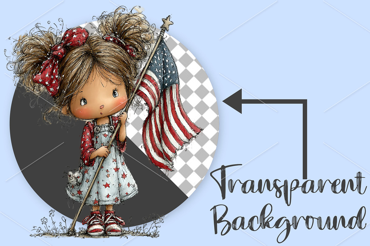 Whimsical 4th of July Little Girl, a Seasonal Illustration by Canvas Craft (Photo 2 of 7)