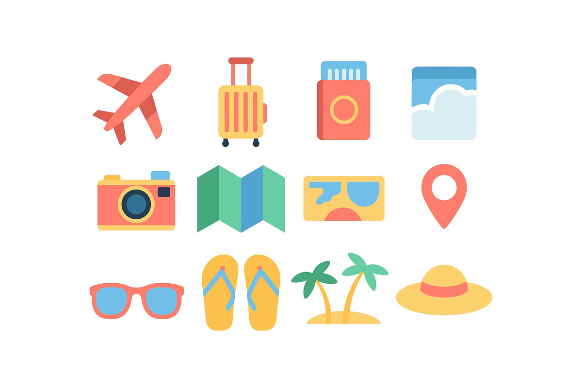 Tropical Beach Travel Icons Pack, an Object Graphic by jahid234 (Photo 4 of 13)