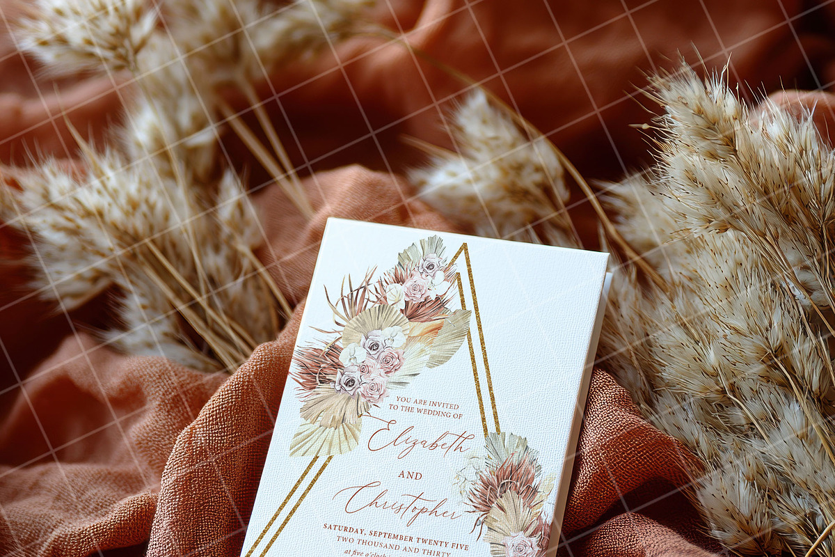 Boho 5x7 Invitation card mockup PSD, an Advertising Mockup by Blush Roses Print (Photo 7 of 7)
