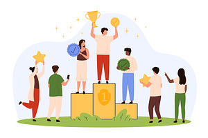 Podium for winners with achievement, a Person Illustration by Flashvector