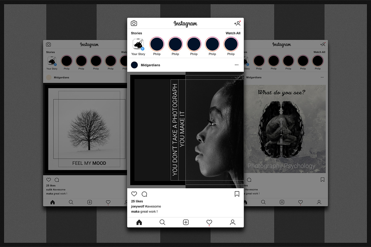 Dark Instagram Posts, a Social Media Template by Midgardians (Photo 1 of 5)