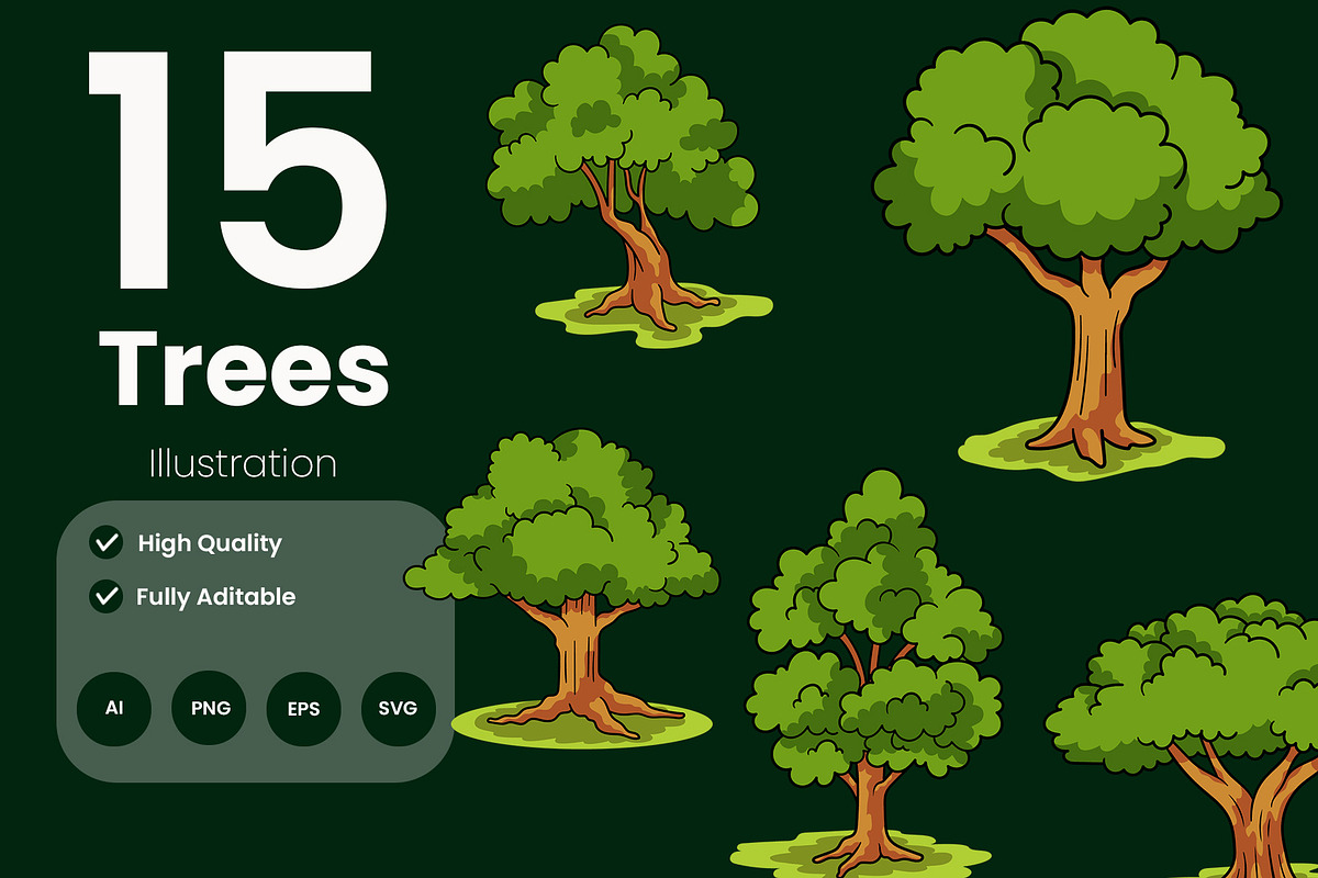 Set of Green Tree Illustration, an Illustration by baii09 (Photo 1 of 2)