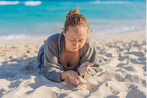 Woman enjoying peaceful time at the, a Nature Photo by Elizaveta Galitskaya