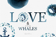 Whale watercolor clipart, an Illustration by DigitalDream (Thumbnail 1 of 11)
