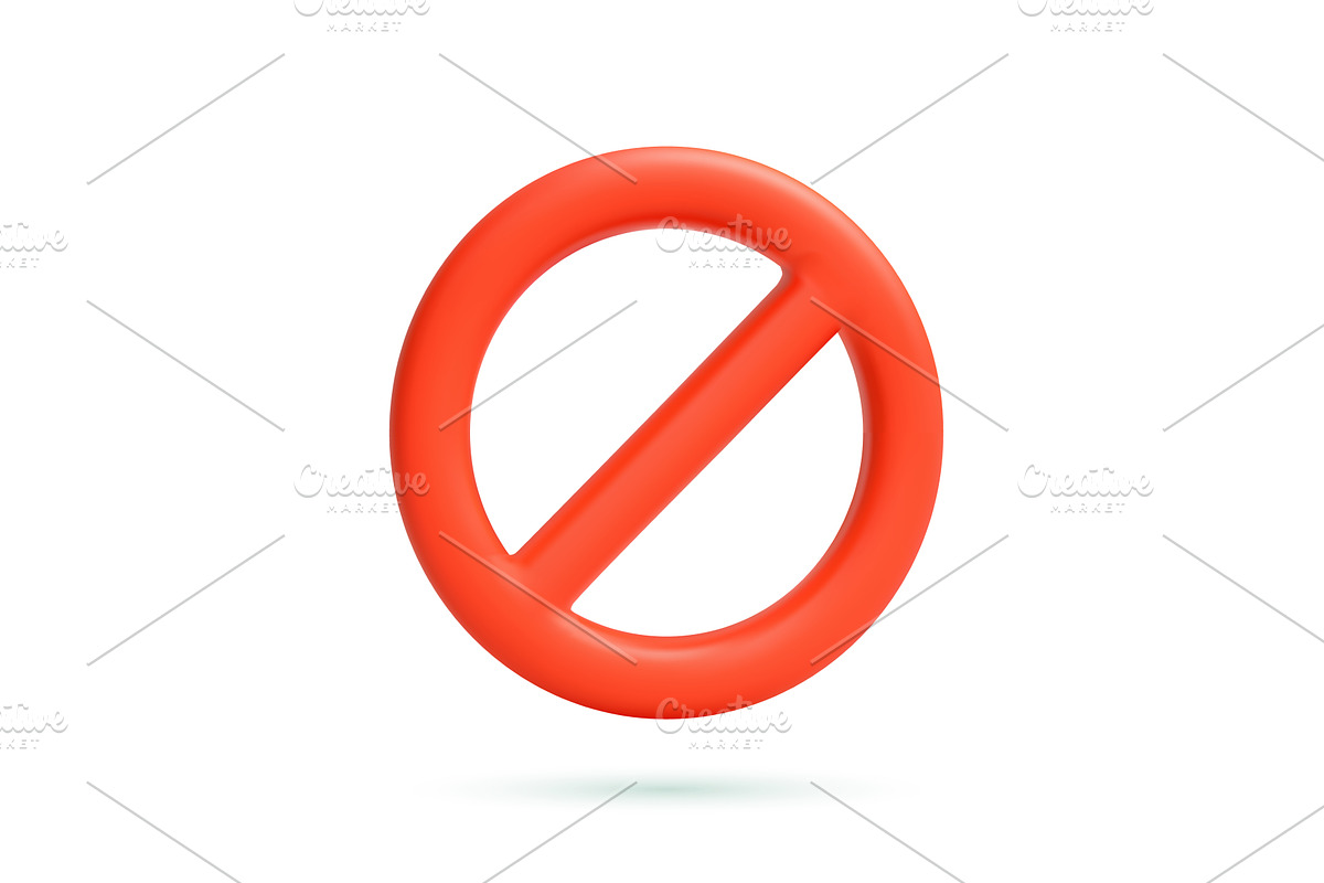 3D Forbidden sign with red crossed, an Object Illustration by ModVector
