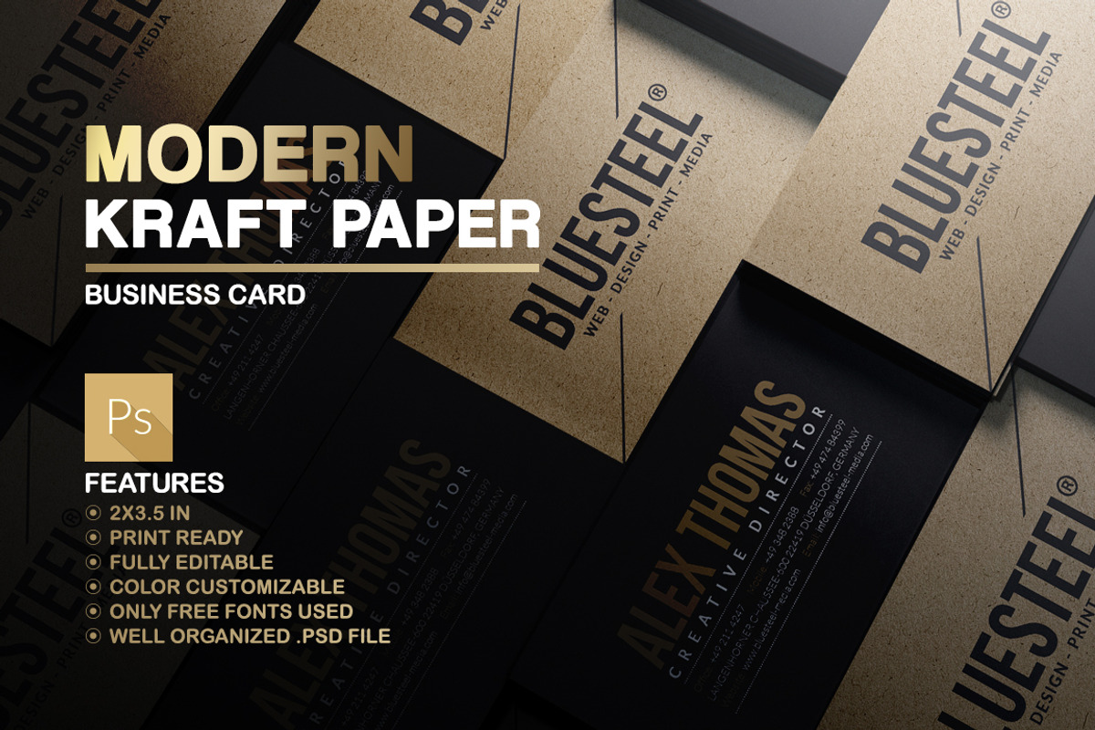 Modern Kraft Paper Business Card, a Business Card Template by Marvel (Photo 1 of 5)
