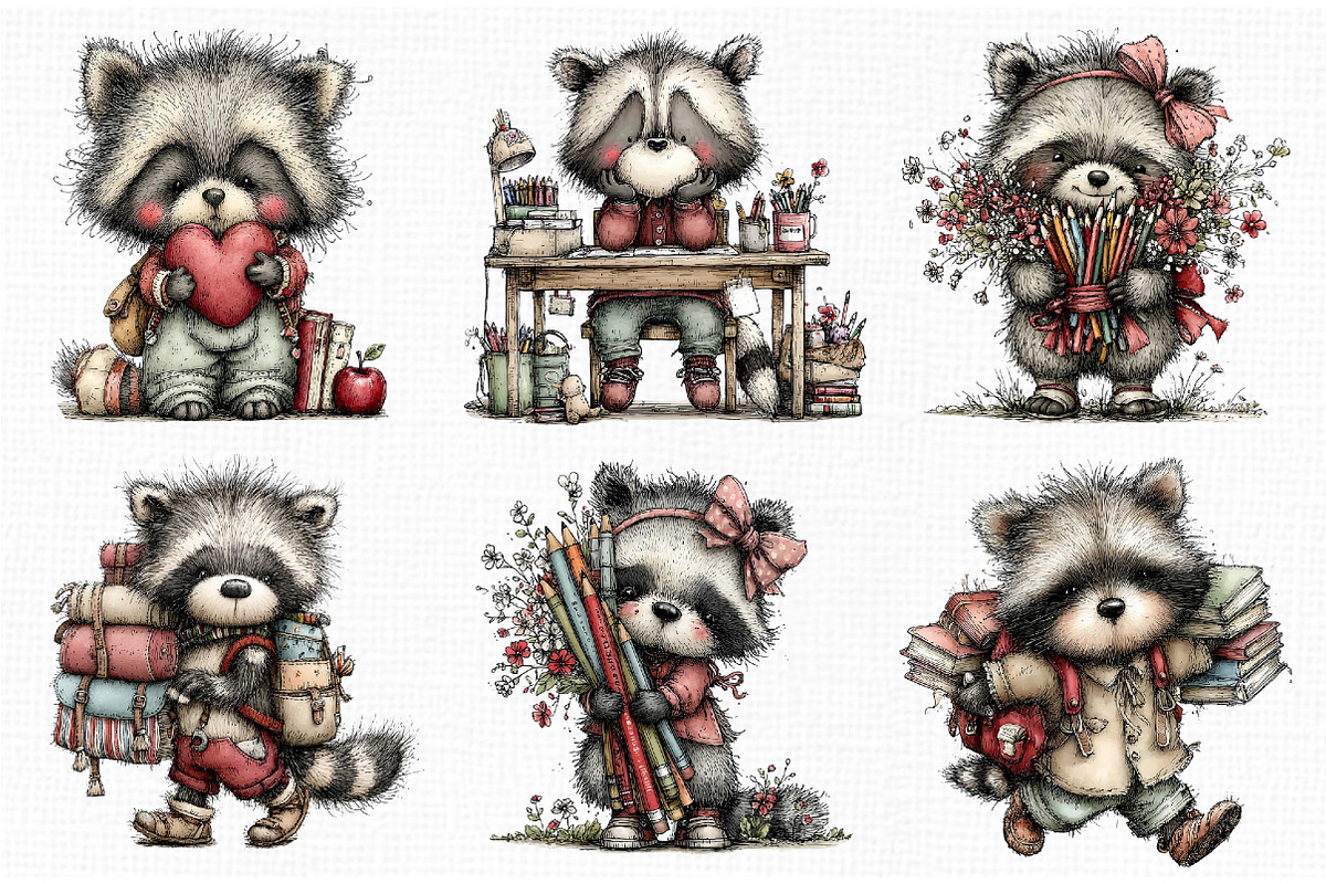 Whimsical Back to School Raccoon PNG, an Animal Illustration by Libby Wishes (Photo 4 of 5)