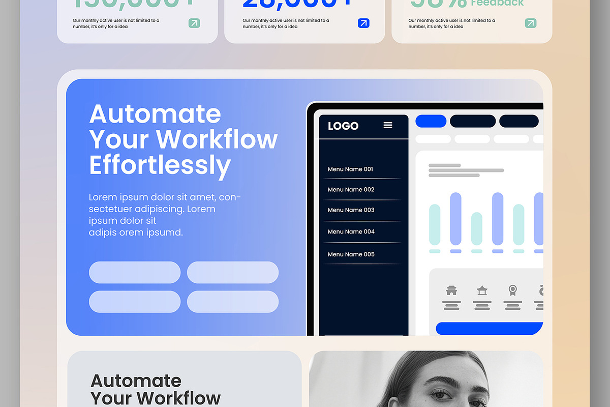 SaaS Workflow Automation, a Landing Page Template by ContestDesign (Photo 4 of 6)