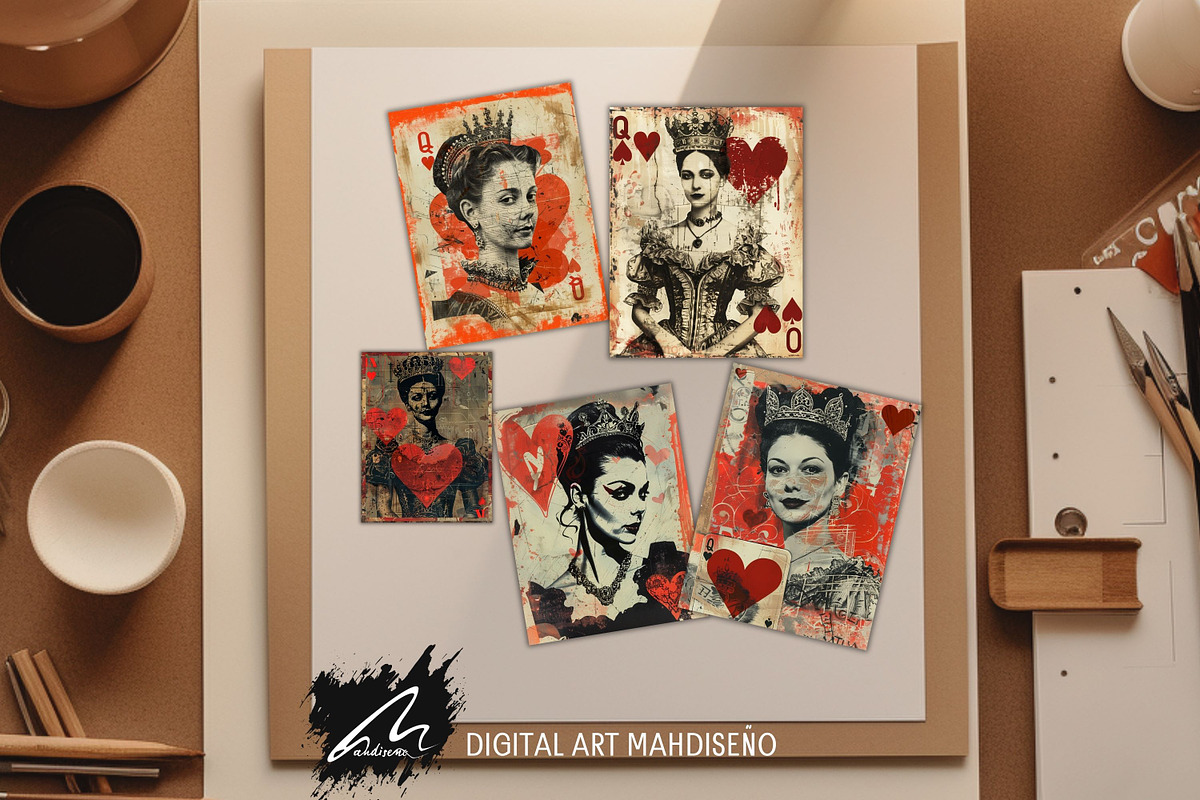 Whimsical Queen Playing Card Pages, a Person Illustration by Digital Art Mahdiseño (Photo 10 of 10)