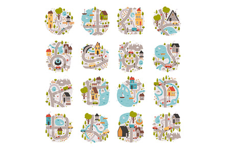 Cartoon City Map with Road, Car and, an Object Illustration by TopVectors