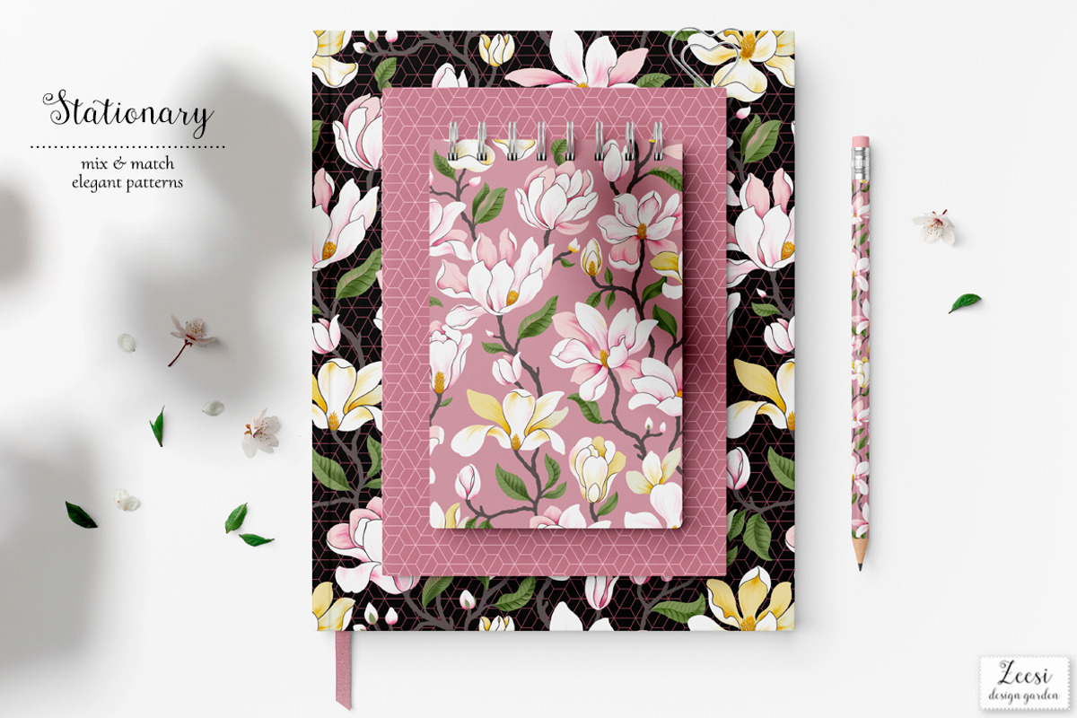 Sweet Magnolia Patterns & Motifs, a Pattern Graphic by Zeesi Design Garden (Photo 3 of 13)