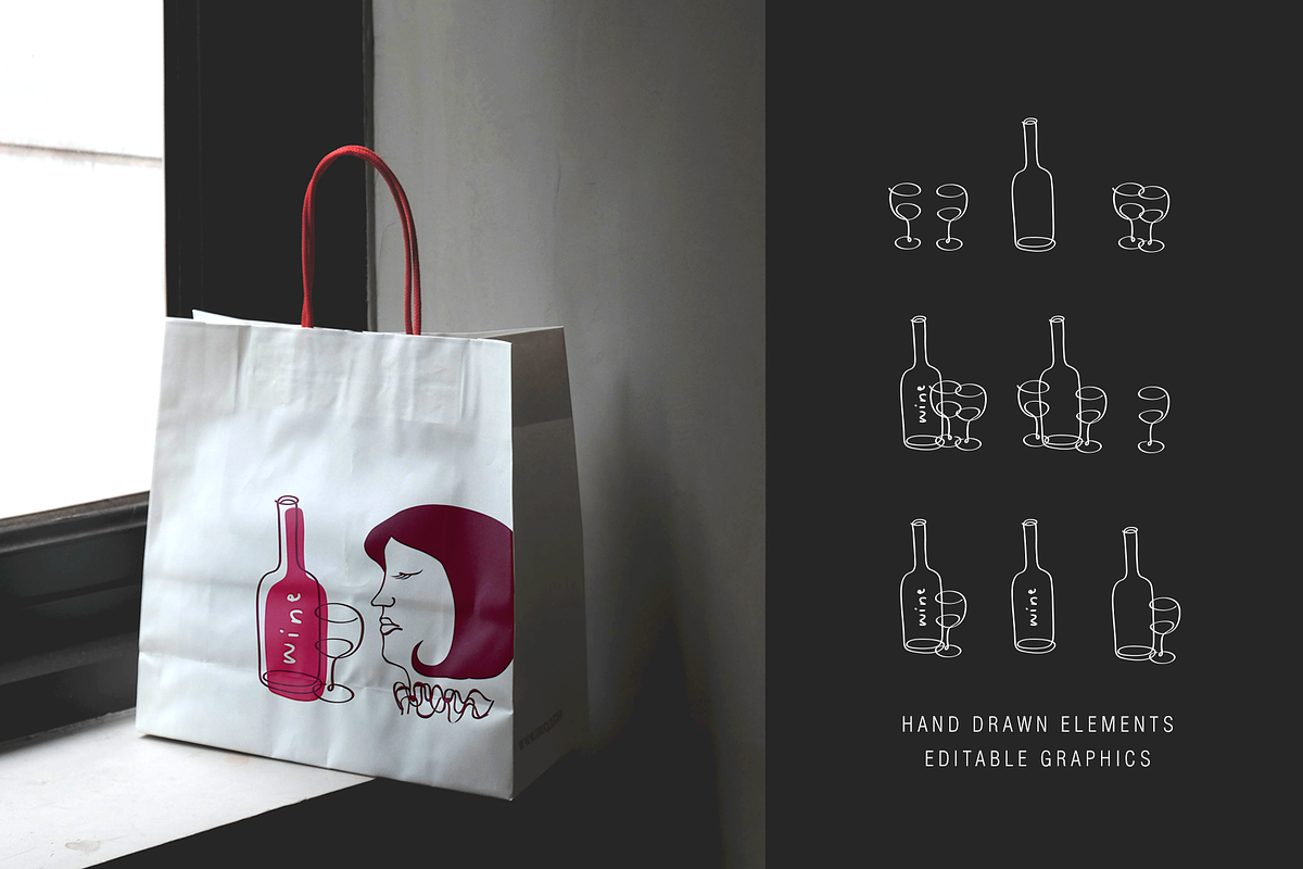 Modern wine collection, a Food Illustration by Tkoko vectors & patterns (Photo 11 of 15)
