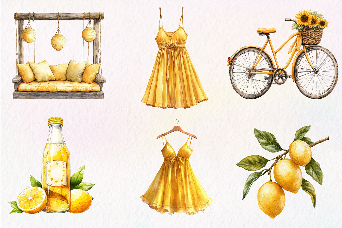 Cozy Yellow Summer Clipart, an Illustration by CreationArt (Photo 3 of 9)