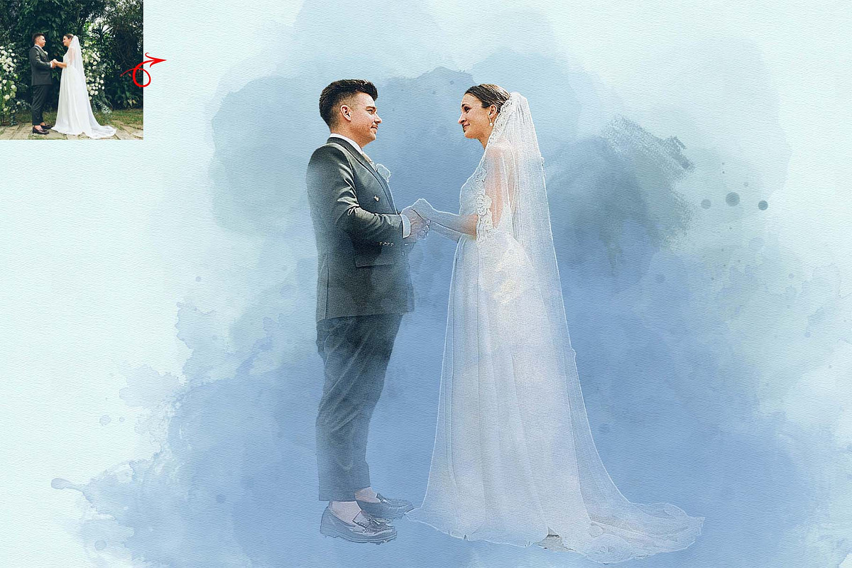 Wedding Watercolor Portrait Action, an Action Add-On by MRI STUDIO (Photo 5 of 12)