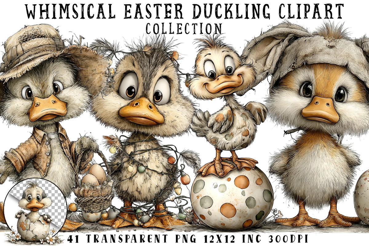 Whimsical Easter Duckling Clipart, an Illustration by OK Design (Photo 1 of 6)