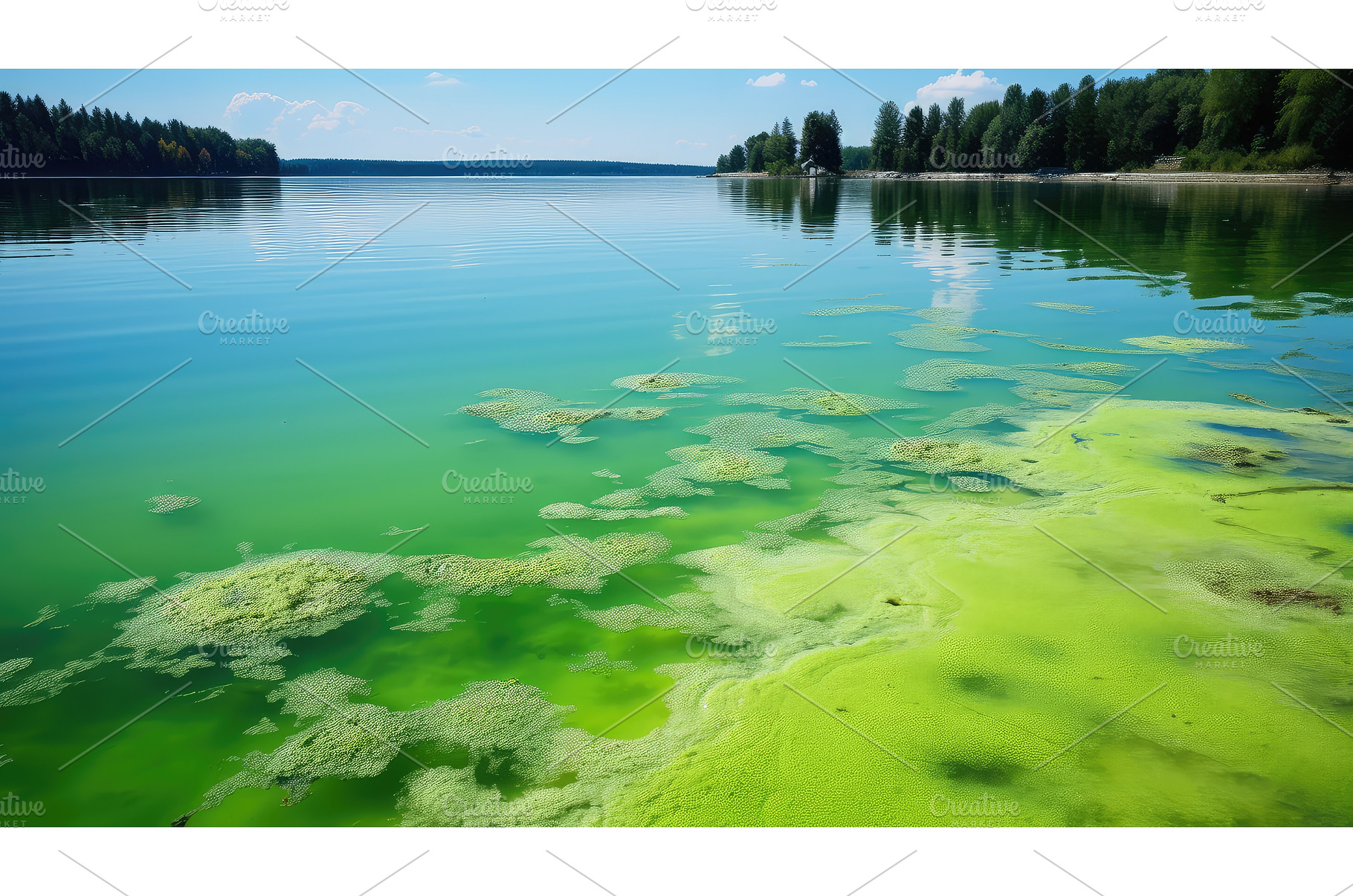lake blue green algae ai generated, a Background Photo by pikepicture