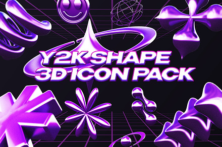 Y2K Abstract Shape 3D Icon Pack