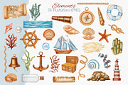 Sea Voyage Watercolor Clip Art, an Object Graphic by Andre_Eva (Thumbnail 2 of 12)