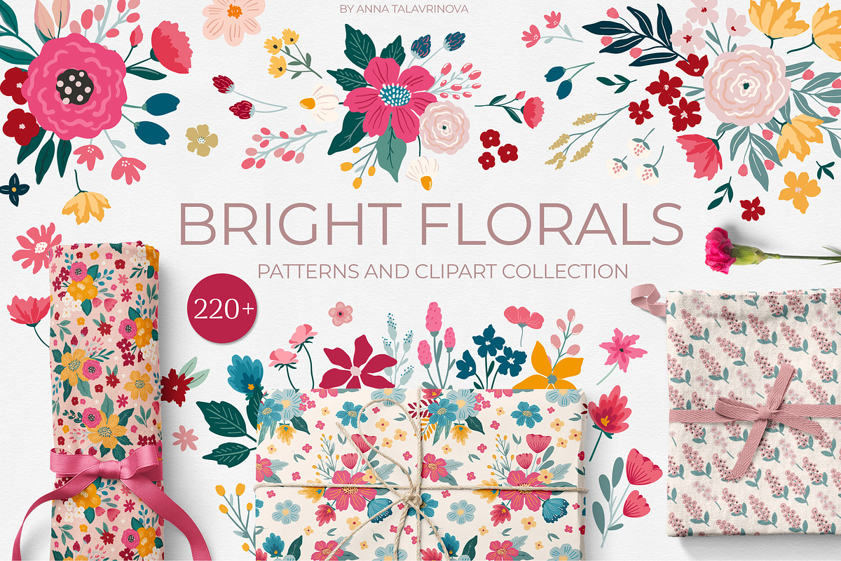 Bright Florals, Flowers & patterns, a Background Graphic by Cozy pattern shop (Photo 11 of 11)