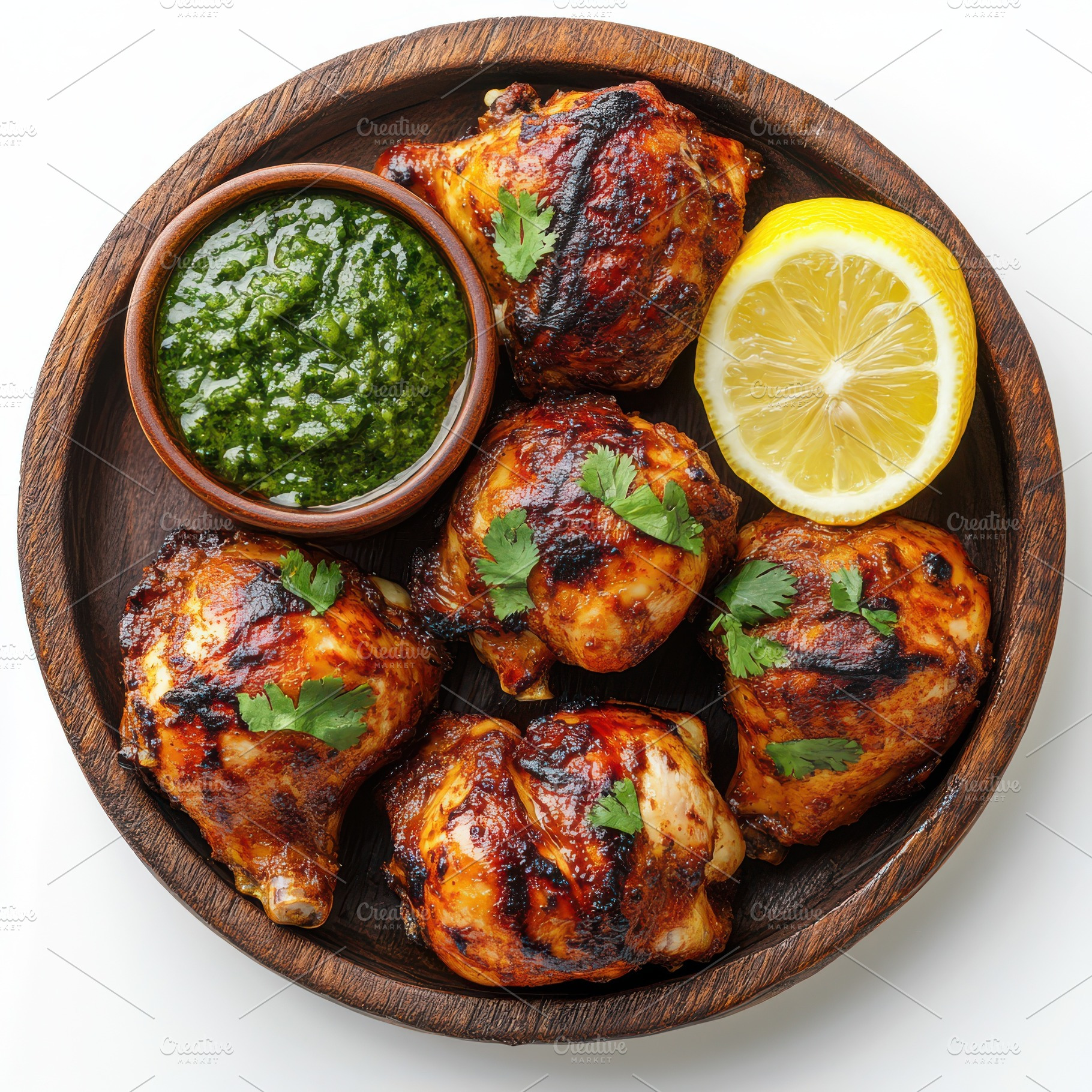 Delicious tandoori chicken on wooden, a Food & Drink Photo by Pixeness Studio