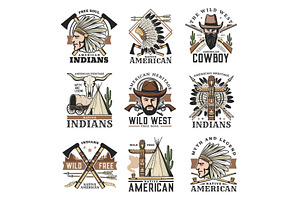 Wild West Vector Icons Set