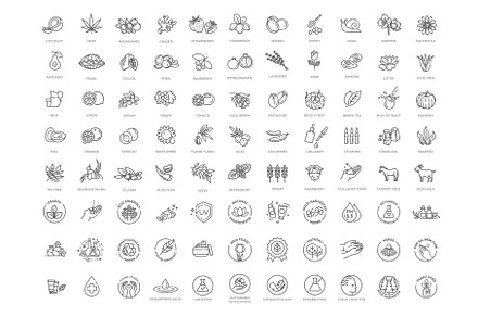 Set line icons of organic cosmetic, an Outline Icon by Tettygreen