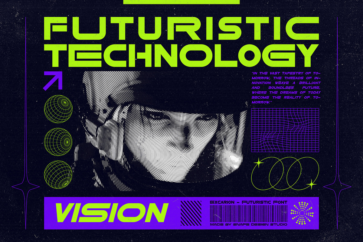 Excarion - Futuristic Font, a Sans Serif Font by Snape Design Studio (Photo 4 of 5)