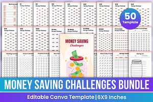 Money Saving Challenges Bundle Canva, a Stationery Template by Mustafiz